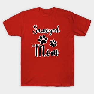 Samoyed Mom Black and White Paw Prints T-Shirt